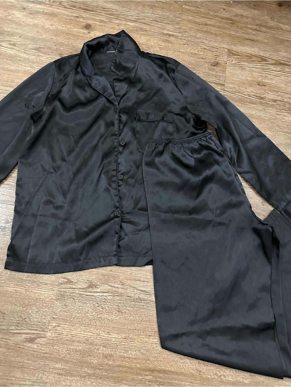 Morgan Taylor Black Satin Pajama Set